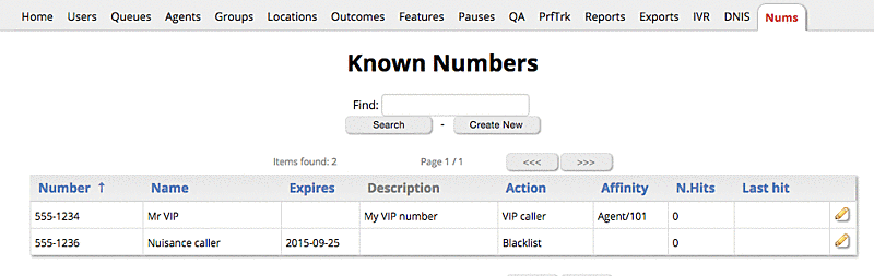 editor known numbers list