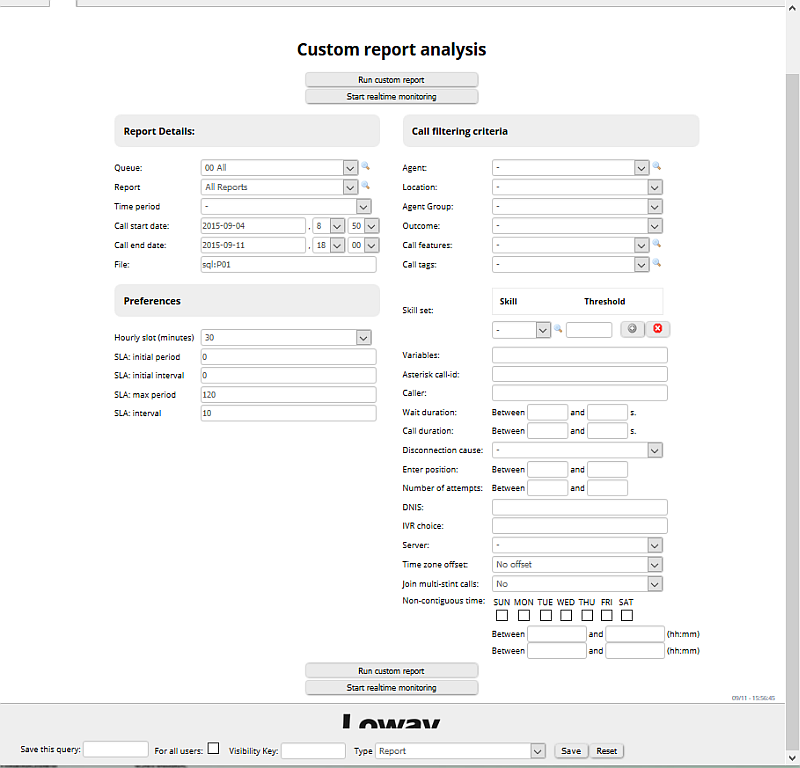 html custom report filters