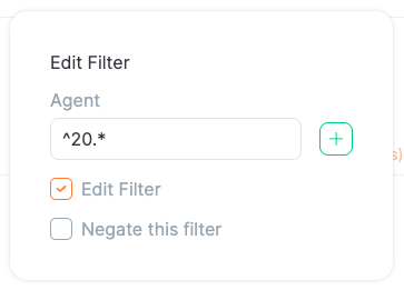 Reports Filter Edit regexp