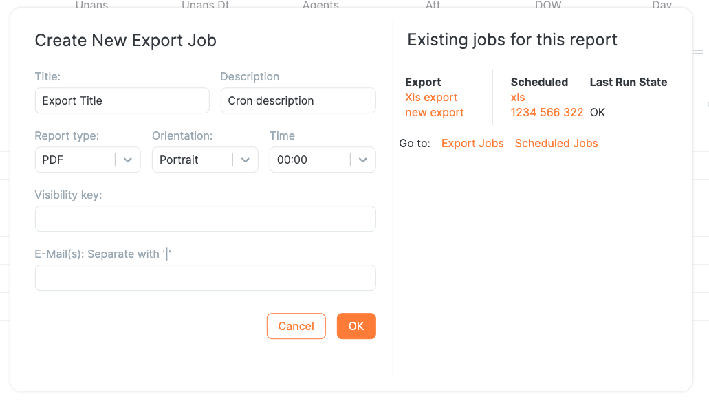 Schedule export job
