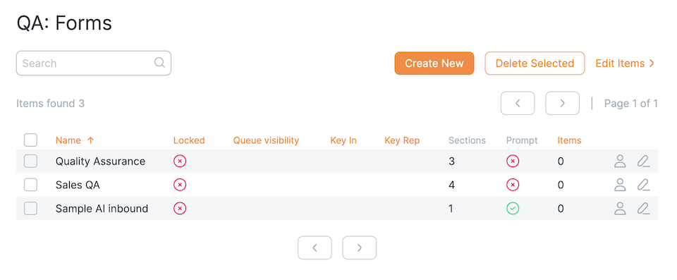 config qa forms