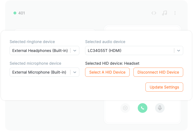 softphone audio settings