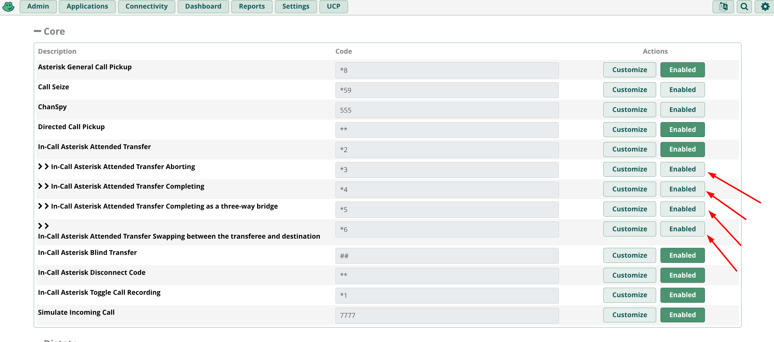 FreepbxTransferFeatureCode